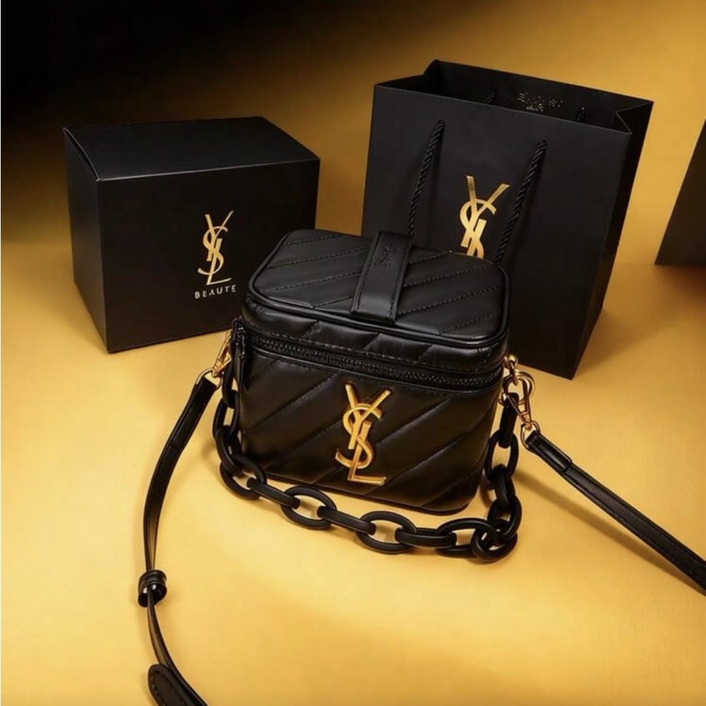 Yves Saint Laurent Black and Gold Crossbody Bag - Picture 4 of 10